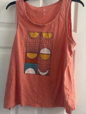 dip Coral Graphic Sunrise Tank with Multicolor Panel